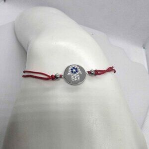 Sterling Silver 925 Hamsa Design With Red String Bracelet